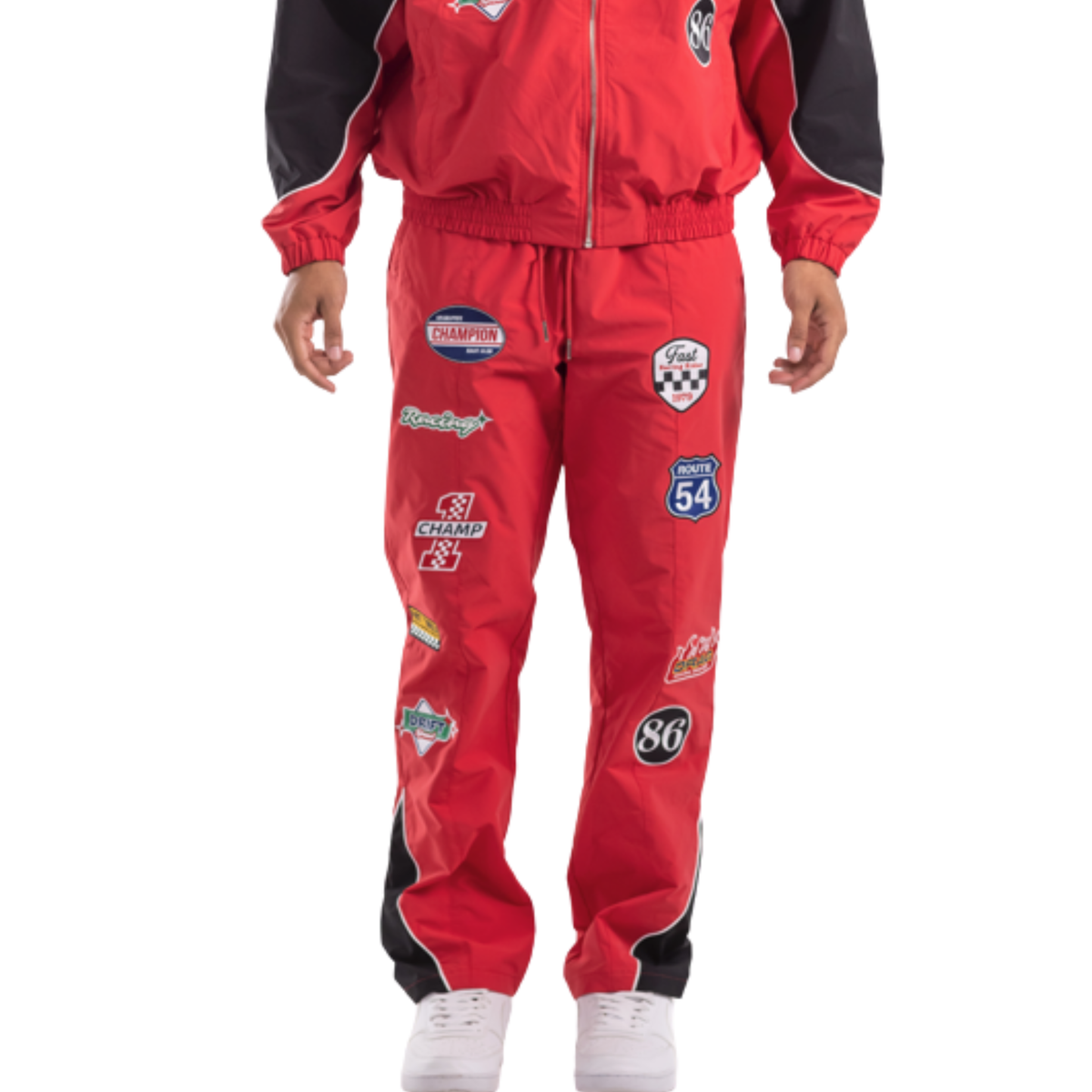 Mens Patch Track Pants – Red
