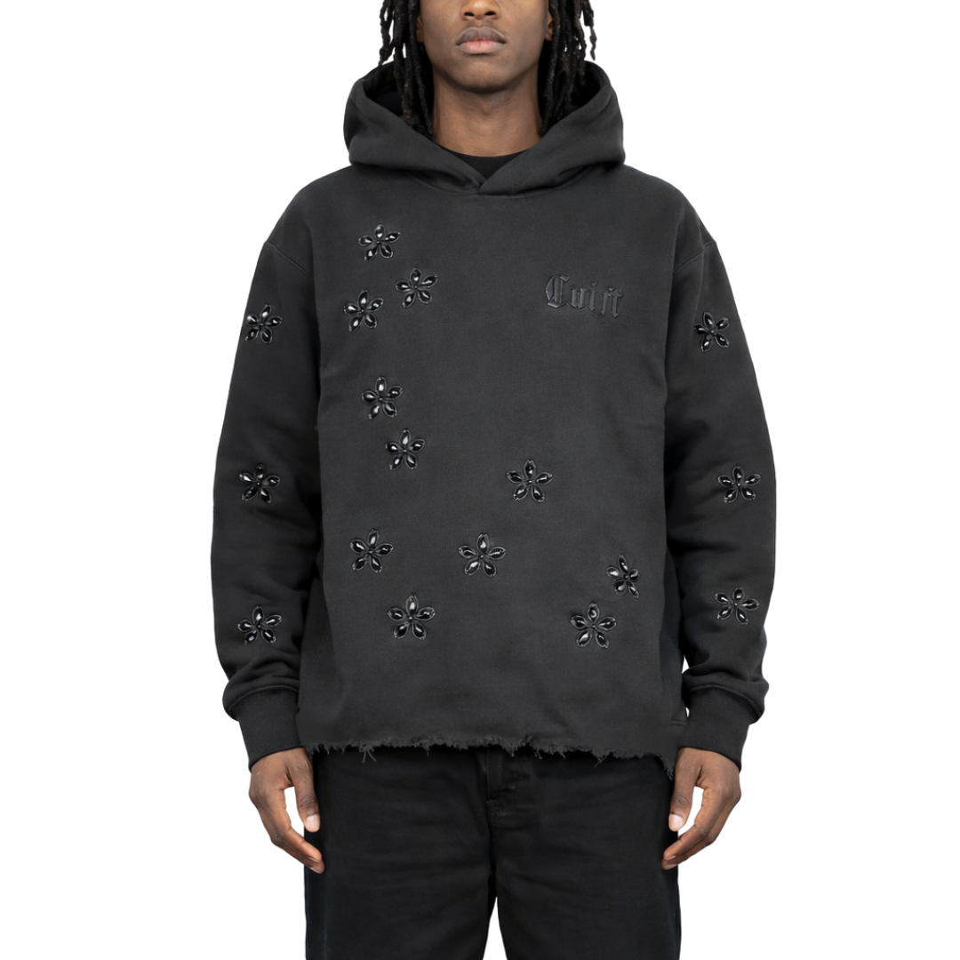 Fashion Fleece Multi Crystal Embroidered Hoodie