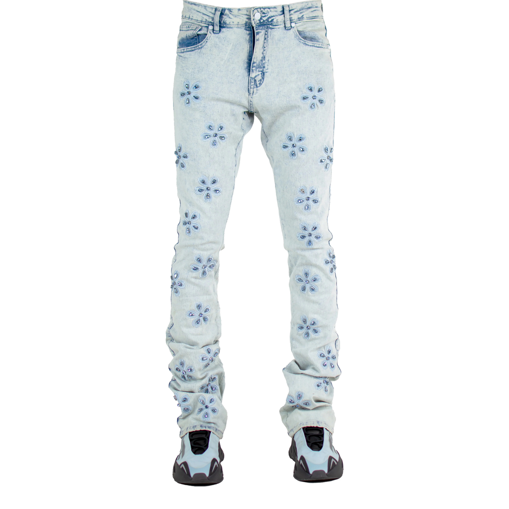 Crystal Stacked Denim Jeans 2548