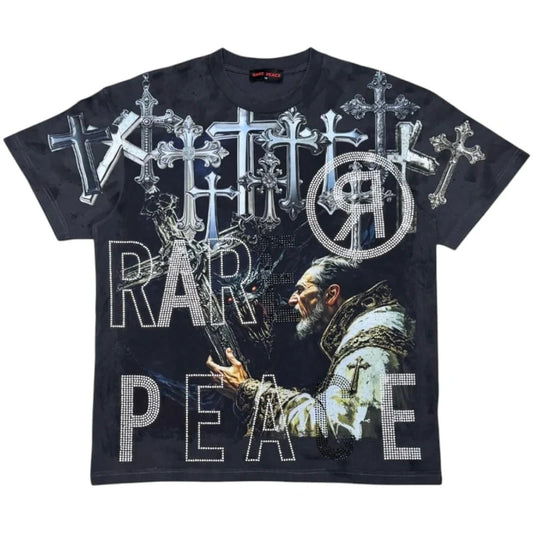 Mens Rare Peace Cross T-Shirt (Dark Grey)