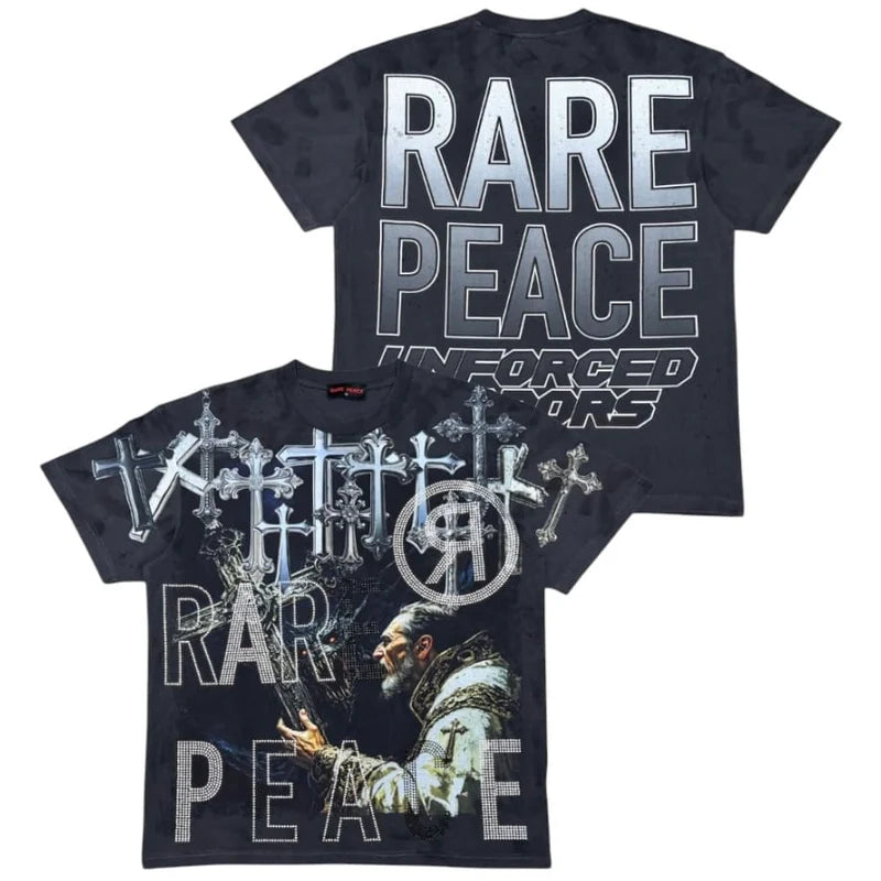 Mens Rare Peace Cross T-Shirt (Dark Grey)