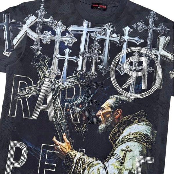 Mens Rare Peace Cross T-Shirt (Dark Grey)