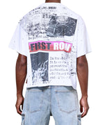 Mens First Row Burning Flames Rhinestone T-Shirt