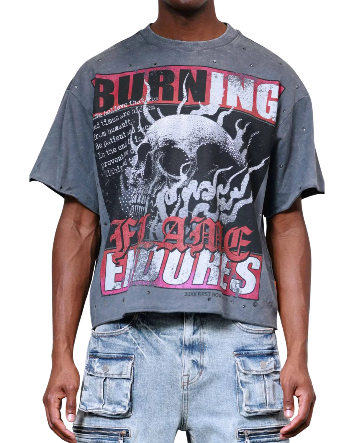 Men's Burning Flames Rhinestone Graphic Tee