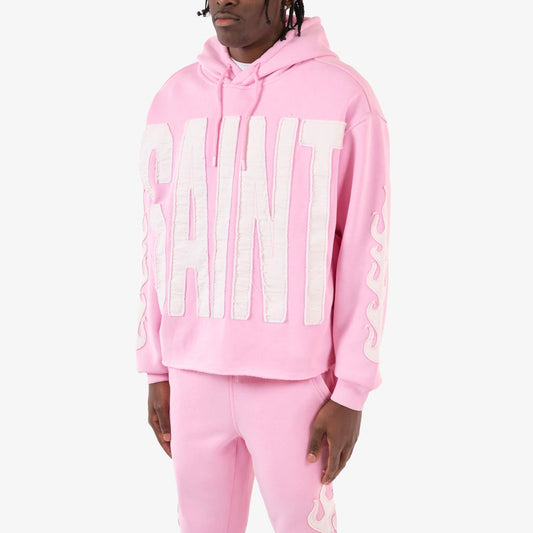 Mens Saint Flame Oversized Hoodie – Pink