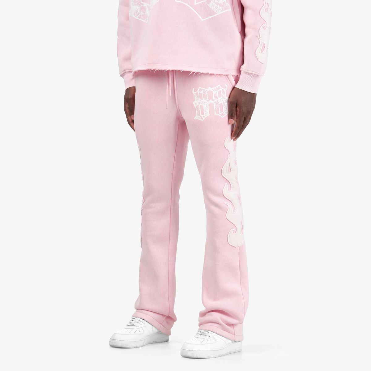 Mens Saint Flame Flared Sweatpants – Pink