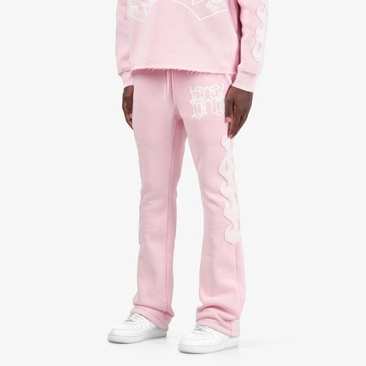 Mens Saint Flame Flared Sweatpants – Pink