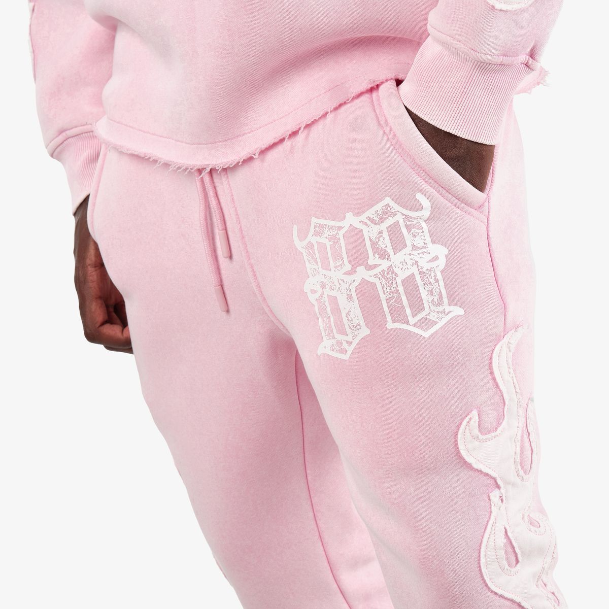 Mens Saint Flame Flared Sweatpants – Pink