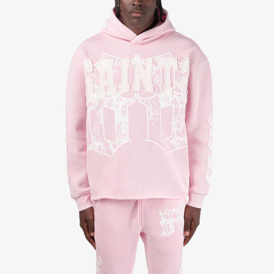 Mens Saint Graphic Pullover Hoodie – Pink