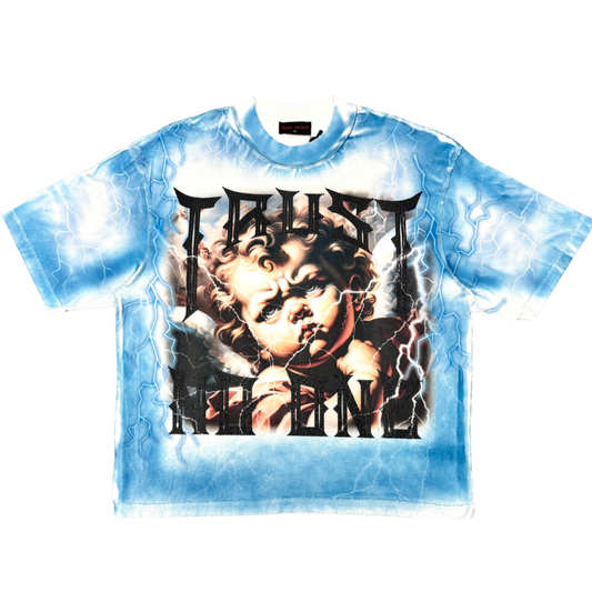 Mens Rare Peace Baby Angel Ice Blue T-Shirt