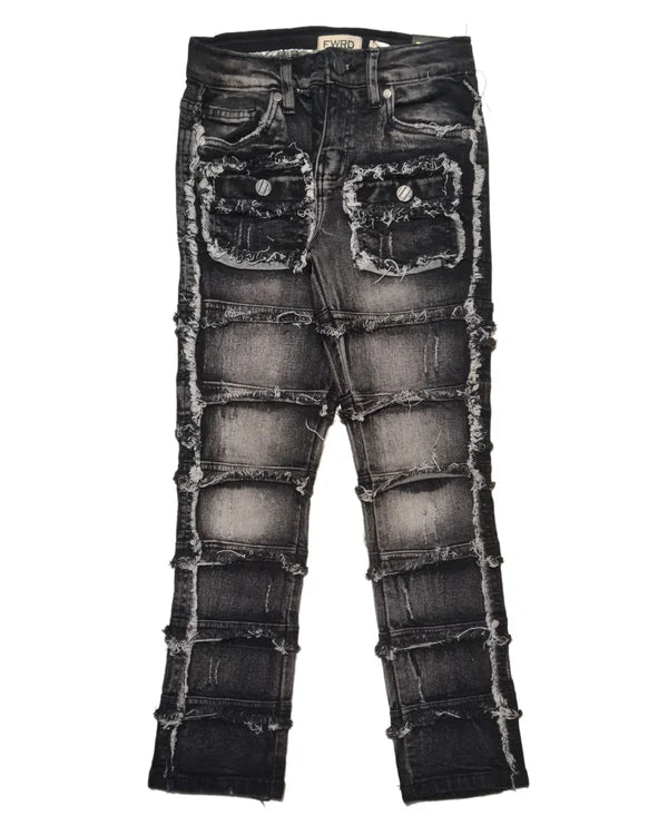 Kids Patchwork Stacked Jeans 33958