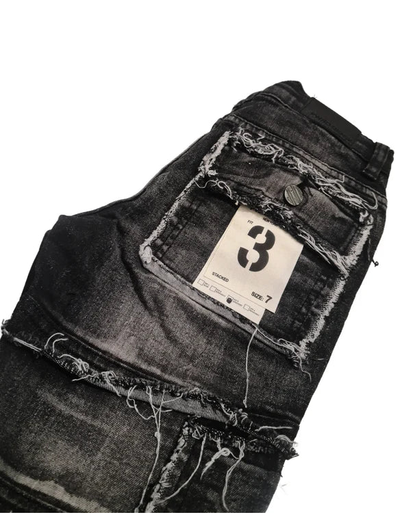 Kids Patchwork Stacked Jeans 33958